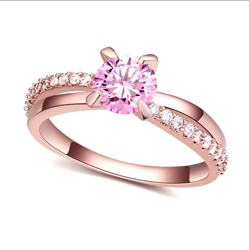 18K rose gold round cut jewelry
