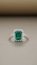 Platinum and Emerald Cocktail Ring
