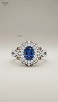 Ornate Sapphire and Diamond Ring