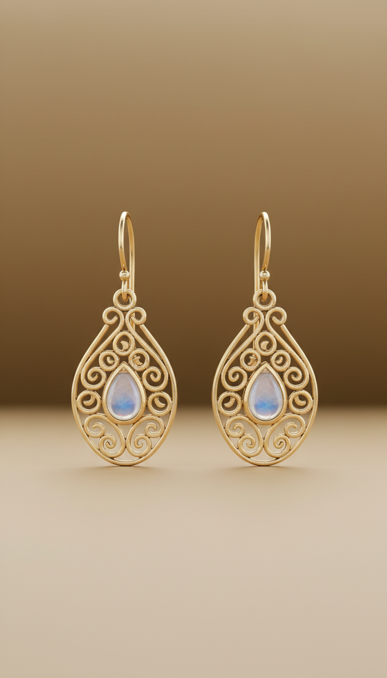 Gold Filigree Earrings with Heritage Motif